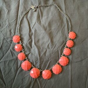 Charming Charlie Coral and Silver Statement Necklace